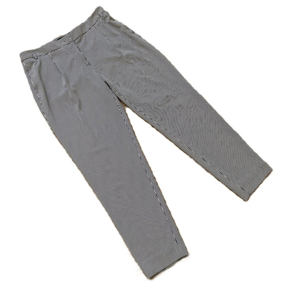 Max Mara Weekend Pleated Trousers Blue and White Pinstripe Pants Size 10